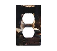 WZYWHJ Piastra decorativa da parete a doppia presa, facile da installare, ideale per aree residenziali e commerciali, 11,4 x 7,5 cm, un piccolo criceto che legge un libro