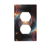 WZYWHJ Piastra decorativa da parete a doppia presa, facile da installare, ideale per aree residenziali e commerciali, 11,4 x 7,9 cm, motivo vortice cosmico con anello a stella