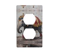 WZYWHJ Piastra decorativa da parete a doppia presa, facile da installare, ideale per aree residenziali e commerciali, 11,4 x 7,5 cm, stampa con elefanti da circo