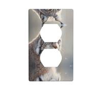 WZYWHJ Piastra decorativa da parete a doppia presa, facile da installare, ideale per aree residenziali e commerciali, 11,4 x 7,5 cm, immagine di lince canadese