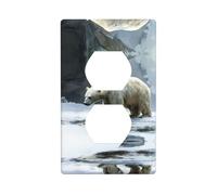 WZYWHJ Piastra decorativa da parete a doppia presa, facile da installare, ideale per aree residenziali e commerciali, 11,4 x 7,9 cm, immagine con orso polare bagnato