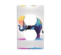WZYWHJ Piastra decorativa da parete a doppia presa, facile da installare, ideale per aree residenziali e commerciali, 11,4 x 7,5 cm, stampa con elefanti in linea
