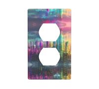 WZYWHJ Piastra decorativa da parete a doppia presa, facile da installare, ideale per aree residenziali e commerciali, 11,4 x 7,5 cm, immagine olografica della città