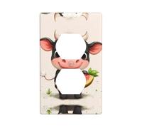 WZYWHJ Piastra decorativa da parete a doppia presa, facile da installare, ideale per aree residenziali e commerciali, 11,4 x 7,5 cm, immagine di mucca che mangia anguria