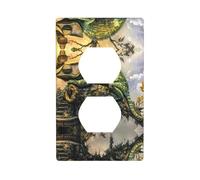 WZYWHJ Piastra decorativa da parete a doppia presa, facile da installare, ideale per aree residenziali e commerciali, 11,4 x 7,9 cm, immagine camaleonte sdraiata