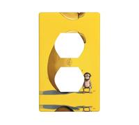 WZYWHJ Piastra decorativa da parete a doppia presa, facile da installare, ideale per aree residenziali e commerciali, 11,4 x 7,9 cm, stampa a forma di piccola scimmia su una grande banana