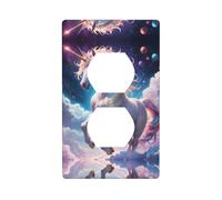 WZYWHJ Piastra decorativa da parete a doppia presa, facile da installare, ideale per aree residenziali e commerciali, 11,4 x 7,5 cm, motivo unicorno quantico