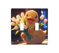 WZYWHJ Piatto decorativo da parete con anatroccolo che tiene fiori 11,4 x 11,4 cm, durevole ed elegante per aree residenziali e commerciali