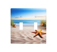 WZYWHJ Piatto decorativo da parete con motivo a stelle marine e spiaggia, 11,4 x 11,4 cm, resistente ed elegante, per aree residenziali e commerciali