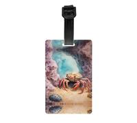 WZYWHJ Piccola etichetta per bagagli stampata con granchio sotto le rocce con cinturino staccabile, gancio da viaggio per una comoda identificazione, dimensioni biglietto da visita leggero e