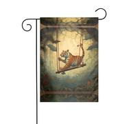 WZYWHJ Piccola tigre sull'altalena stampata decorazione da giardino bandiera 30,5 x 45,7 cm per un ambiente esterno alla moda