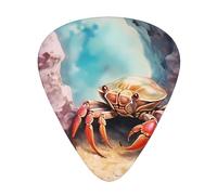 Wzywhj Piccole plettri per chitarra con stampa di granchio sotto le rocce, 12 pezzi, facili da impugnare, tengono in mano, ukulele, chitarra elettrica o acustica