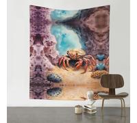 WZYWHJ Piccolo granchio sotto le rocce stampato arazzo decorativo 152,4 x 129,5 cm Adatto per appendere alla parete, dormitorio