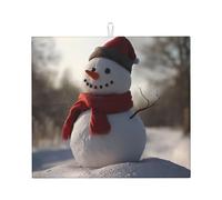 WZYWHJ Piccolo pupazzo di neve nella foresta Tappetino scolapiatti per cucina: realizzato in spugna assorbente d'acqua, con cordino per appendere 45,7 x 40,6 cm