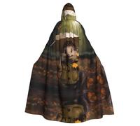 WZYWHJ Piccolo riccio in possesso di un ombrello Stampa Aldult Cosplay Poncho con cappuccio Mantello per uomini e donne Halloween Party