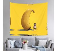 WZYWHJ Piccolo scimmia su una grande banana stampa arazzo decorazione interni 152,4 x 129,5 cm: morbido, di qualità e leggero, adatto per arazzi da appendere alla parete