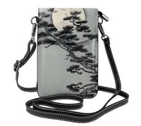 WZYWHJ Pine tree under the moon printing Borsa per telefono da donna in pelle con tracolla regolabile