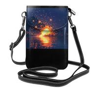 WZYWHJ Pixel Particle Storm Pattern Borsa per telefono da donna in pelle con tracolla regolabile