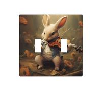 WZYWHJ Placca decorativa da parete con coniglietto che suona il violino, 11,4 x 11,4 cm, resistente ed elegante, per aree residenziali e commerciali