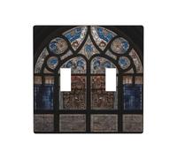 WZYWHJ Placca decorativa da parete con stampa gotica su vetro colorato, 11,4 x 11,4 cm, resistente ed elegante, per aree residenziali e commerciali