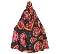 WZYWHJ Planet Color Pink Pizza Printing Aldult Cosplay Poncho con cappuccio Mantello per uomini e donne Festa di Halloween