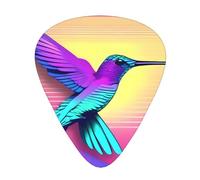 Wzywhj Plettri per chitarra con motivo colibrì volante, facili da impugnare, per basso, ukulele, chitarra acustica ed elettrica, 12 pezzi