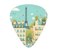 Wzywhj Plettri per chitarra con stampa della Torre Eiffel di Parigi, 12 pezzi, facili da impugnare, tengono in mano, ukulele, chitarra elettrica o acustica