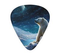 Wzywhj Plettri per chitarra con stampa di orso polare guardando le stelle, 12 pezzi, facili da impugnare, tengono in mano, ukulele, chitarra elettrica o acustica