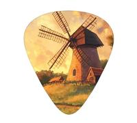 Wzywhj Plettri per chitarra con stampa "The Windmill On The Grassland", 12 pezzi, facili da impugnare, tengono in mano, ukulele, chitarra elettrica o acustica