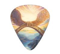Wzywhj Plettri per chitarra con stampa Wings On The Rainbow Bridge, 12 pezzi, facili da impugnare, tengono in mano, ukulele, chitarra elettrica o acustica