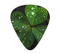 Wzywhj Plettri per chitarra con trifoglio a tre foglie sparse con gocce d'acqua stampate, 12 pezzi, facili da impugnare, tengono in mano, ukulele, chitarra elettrica o acustica