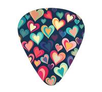 Wzywhj Plettro per chitarra con immagine colorata e scritta "Love", facile da impugnare, per basso, ukulele, chitarra acustica ed elettrica, 12 pezzi