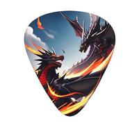 Wzywhj Plettro per chitarra con immagine di drago e scritta "Double Dragon Battle", facile da impugnare, piacevole al tatto, per ukulele, chitarra acustica ed elettrica, 12 pezzi