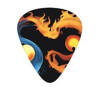 Wzywhj Plettro per chitarra con immagine simbolo del fuoco e dell'acqua, facile presa, piacevole al tatto, ukulele, chitarra acustica ed elettrica, plettri per chitarra 12