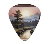 Wzywhj Plettro per chitarra con motivo montagne e fiumi distanti facili da impugnare, per basso, ukulele, chitarra acustica ed elettrica, 12 pezzi