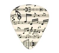 Wzywhj Plettro vintage per chitarra, con motivo a note musicali, facili da impugnare, per basso, ukulele, chitarra acustica ed elettrica, 12 pezzi