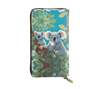 Wzywhj Pochette lunga da donna in pelle alla moda con scomparti multipli e cerniera design due koala felici, Nero , Taglia unica