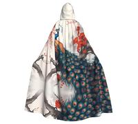WZYWHJ Poncho con cappuccio e piume di pavone con stampa aldult di qualità per cosplay per uomini e donne Halloween