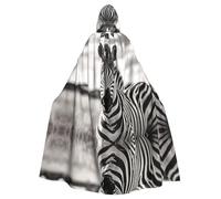 WZYWHJ Poncho con cappuccio per cosplay con stampa zebrata in bianco e nero per uomini e donne festa di Halloween