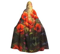 WZYWHJ Poppies in Bloom Prints Aldult Cosplay Poncho con cappuccio Mantello per uomini e donne Halloween Party