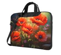 WZYWHJ Poppies in Bloom Prints, borsa per computer portatile, con interno morbido, tasche multiple, ideale per uomini, viaggi e affari, colore nero