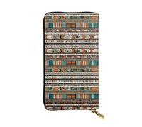 Wzywhj Portafoglio lungo da donna in pelle alla moda con scomparti multipli e cerniera design africano tribale etnico stampe, Nero , Taglia unica