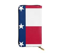 Wzywhj Portafoglio lungo da donna in pelle alla moda con scomparti multipli e cerniera design bandiera del Texas stampe, Nero , Taglia unica