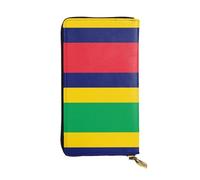 Wzywhj Portafoglio lungo da donna in pelle alla moda con scomparti multipli e cerniera Design bandiera di Mauritius Immagine, Nero , Taglia unica