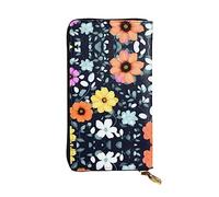 Wzywhj Portafoglio lungo da donna in pelle alla moda con scomparti multipli e cerniera design bellissimo motivo floreale colorato, Nero , Taglia unica
