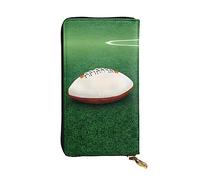 Wzywhj Portafoglio lungo da donna in pelle alla moda con scomparti multipli e cerniera Design Bianco Rugby Ball Picture, Nero , Taglia unica
