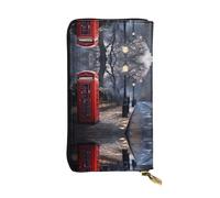 Wzywhj Portafoglio lungo da donna in pelle alla moda con scomparti multipli e cerniera design cabina telefonica rossa Londra Street stampe, Nero , Taglia unica