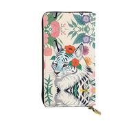 Wzywhj Portafoglio lungo da donna in pelle alla moda con scomparti multipli e cerniera design carino tigre bianca immagine, Nero , Taglia unica