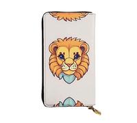 Wzywhj Portafoglio lungo da donna in pelle alla moda con scomparti multipli e cerniera Design Cartoon Cute Little Lion Pattern, Nero , Taglia unica