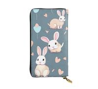 Wzywhj Portafoglio lungo da donna in pelle alla moda con scomparti multipli e cerniera design cartoon carino coniglietto stampe, Nero , Taglia unica